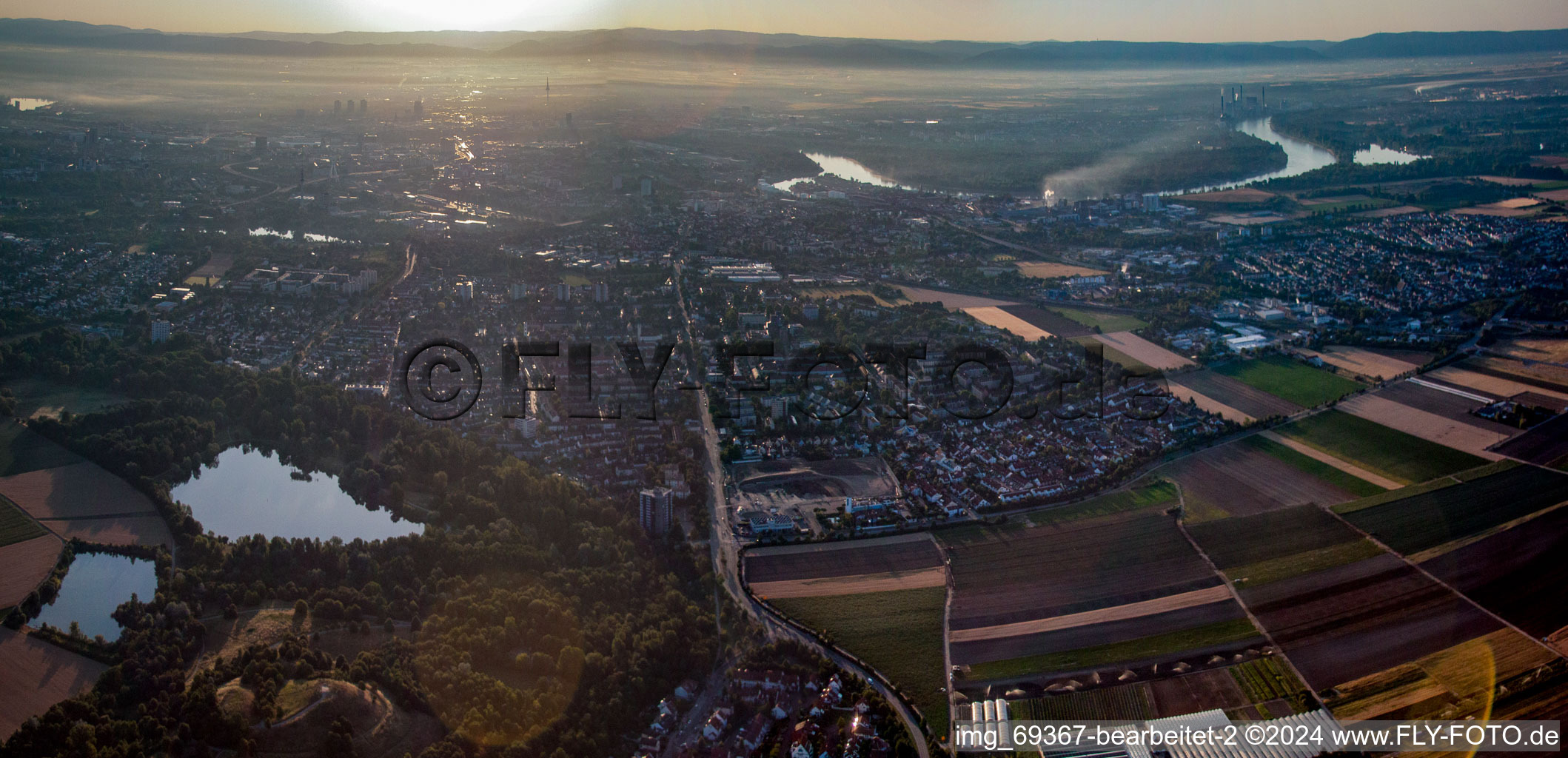 Quartier Gartenstadt in Ludwigshafen am Rhein dans le département Rhénanie-Palatinat, Allemagne depuis l'avion