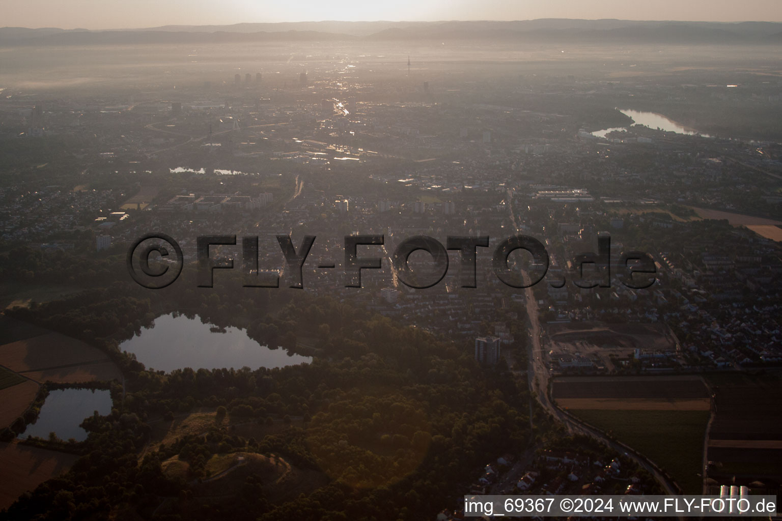 Vue d'oiseau de Quartier Gartenstadt in Ludwigshafen am Rhein dans le département Rhénanie-Palatinat, Allemagne