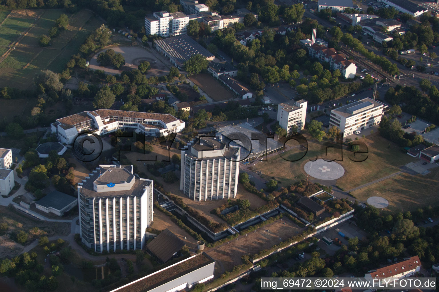 Clinique BG à le quartier Oggersheim in Ludwigshafen am Rhein dans le département Rhénanie-Palatinat, Allemagne d'en haut