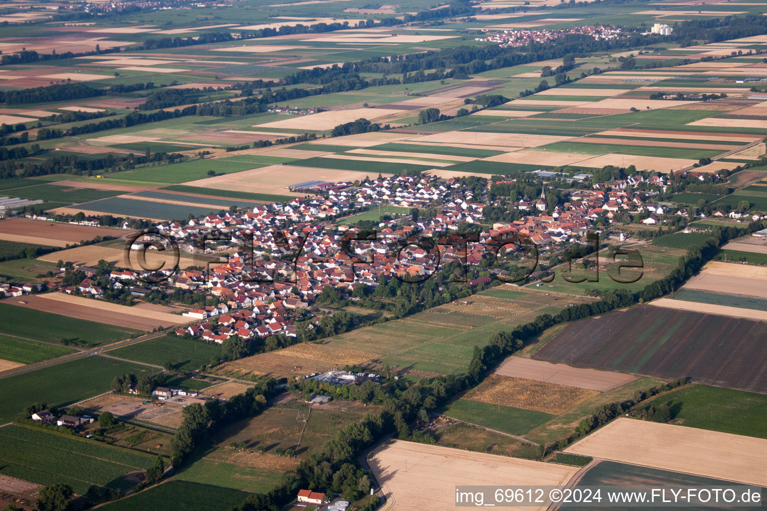 Gommersheim dans le département Rhénanie-Palatinat, Allemagne du point de vue du drone