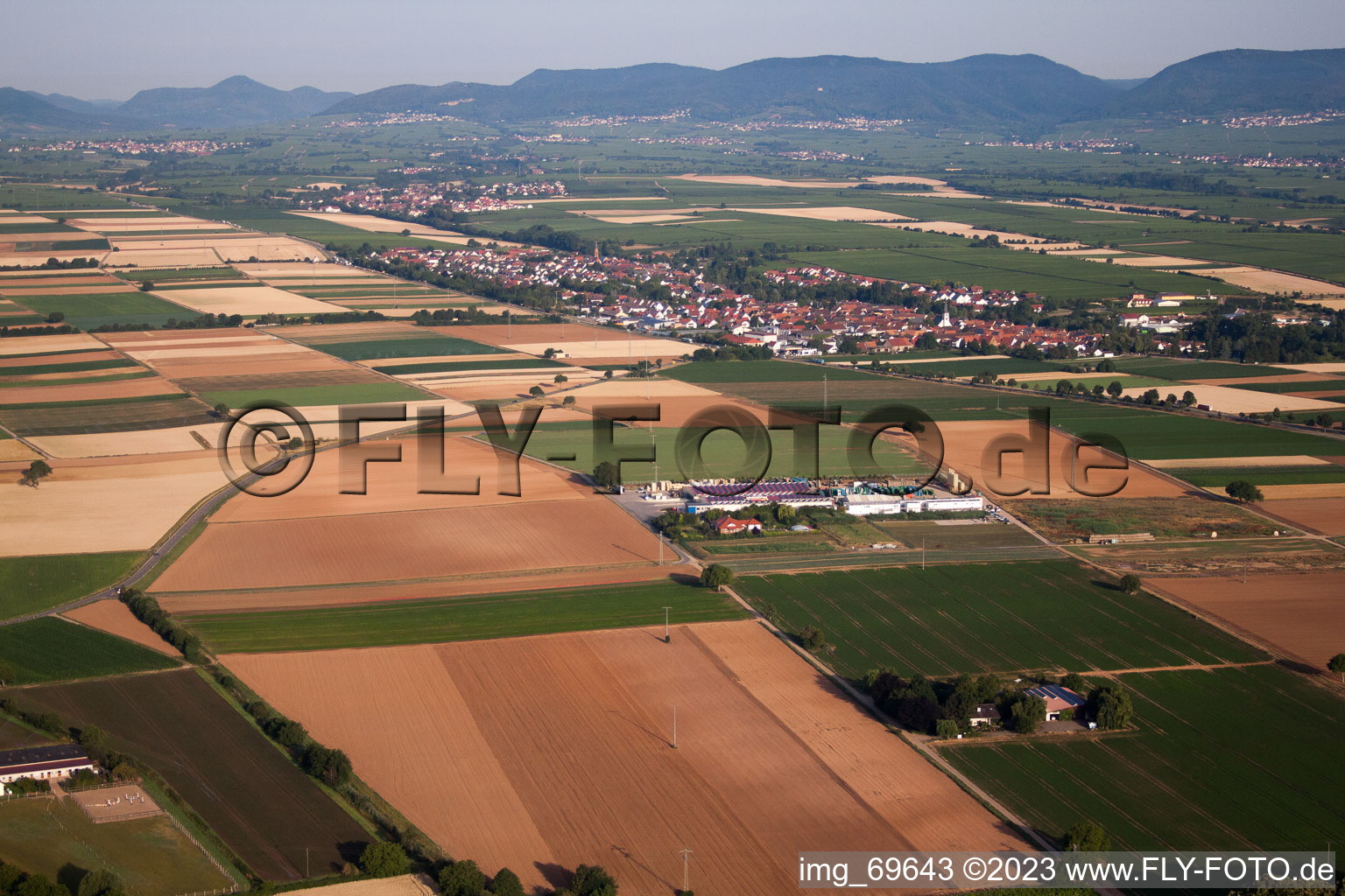 Lustadt dans le département Rhénanie-Palatinat, Allemagne vu d'un drone