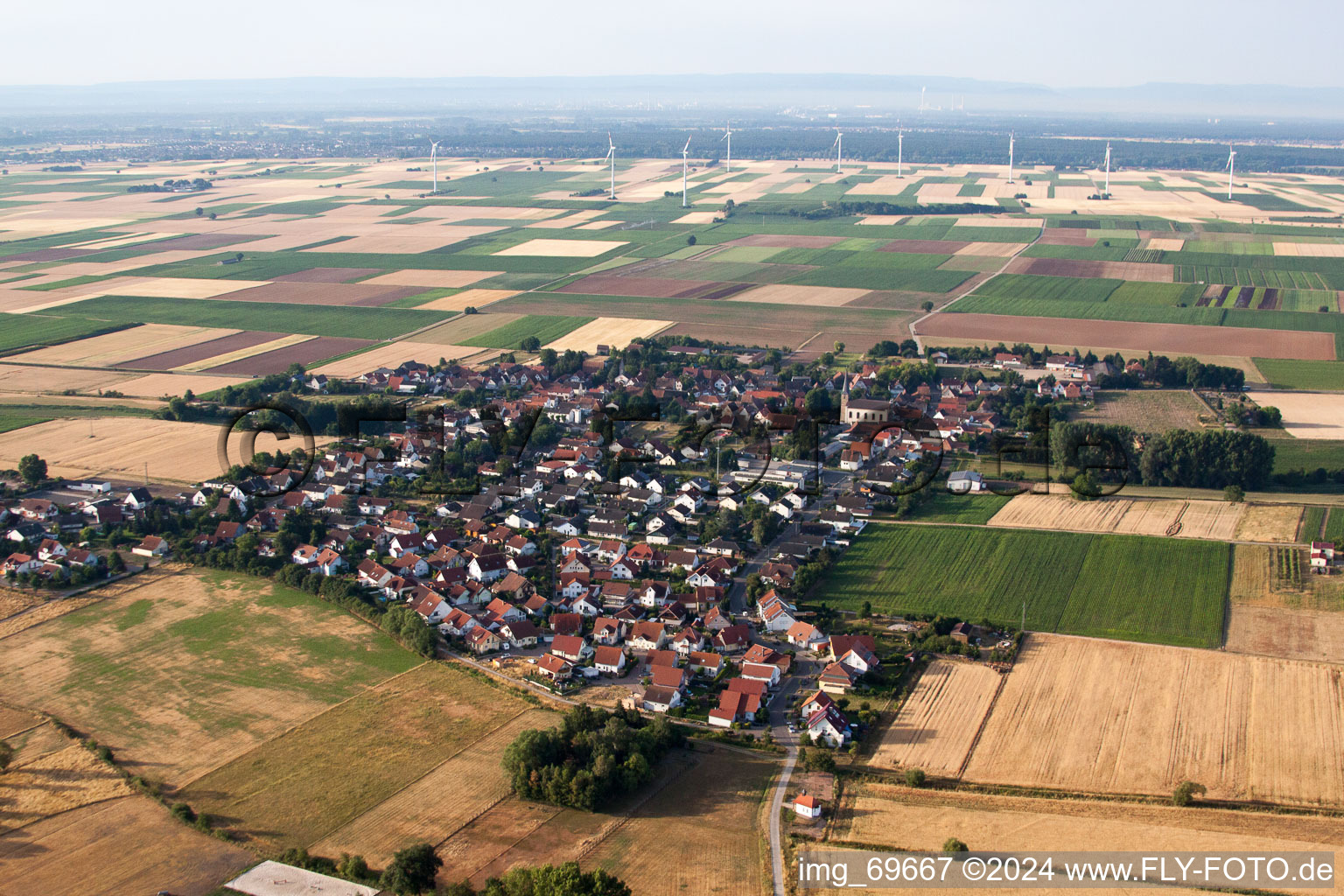 Photographie aérienne de Knittelsheim dans le département Rhénanie-Palatinat, Allemagne