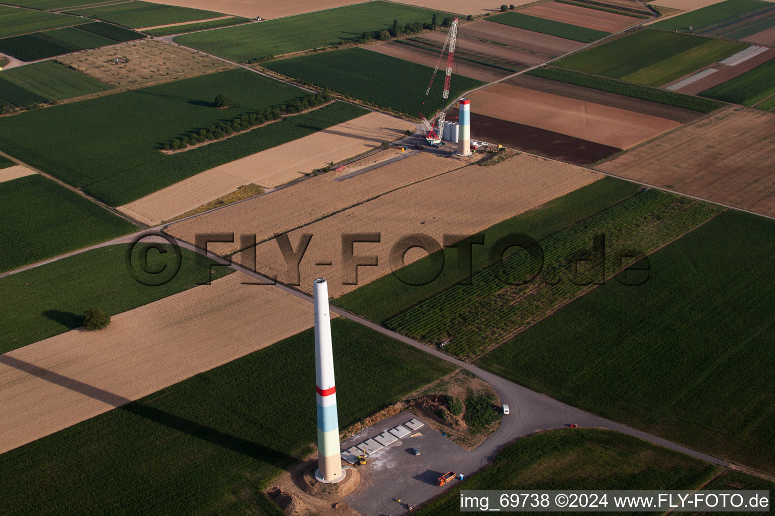 Photographie aérienne de Construction de parc éolien à Offenbach an der Queich dans le département Rhénanie-Palatinat, Allemagne