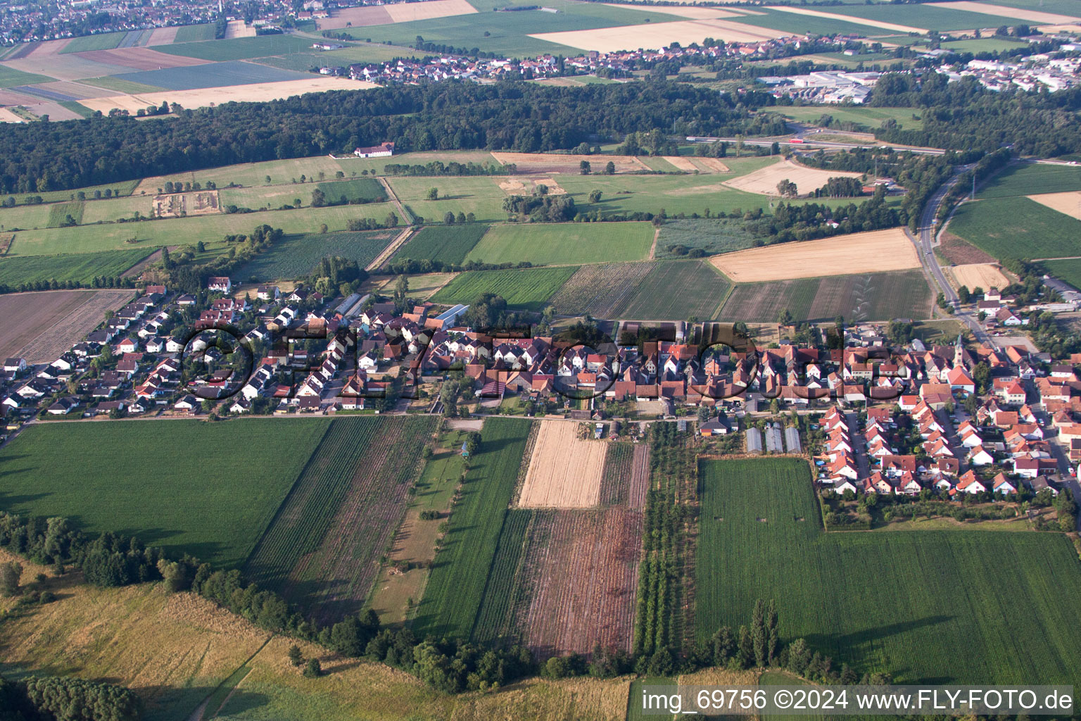 Du nord à Erlenbach bei Kandel dans le département Rhénanie-Palatinat, Allemagne depuis l'avion