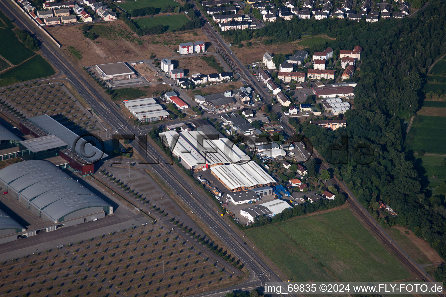 Vue oblique de Rheinstetten à le quartier Grünwinkel in Karlsruhe dans le département Bade-Wurtemberg, Allemagne