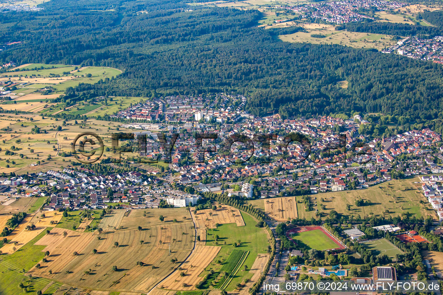 Vue oblique de Quartier Busenbach in Waldbronn dans le département Bade-Wurtemberg, Allemagne