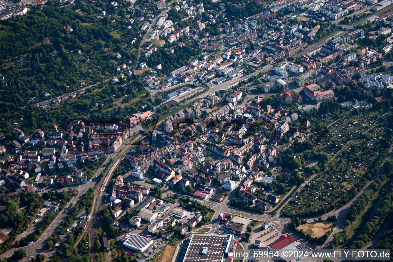 Vue oblique de Pforzheim dans le département Bade-Wurtemberg, Allemagne