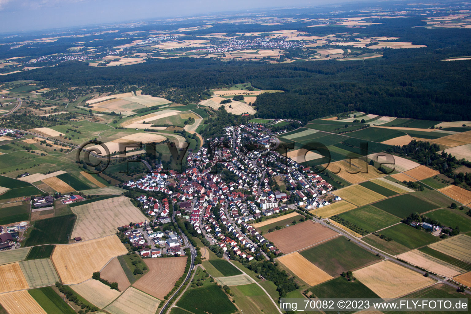 Vue aérienne de Gebersheim dans le département Bade-Wurtemberg, Allemagne