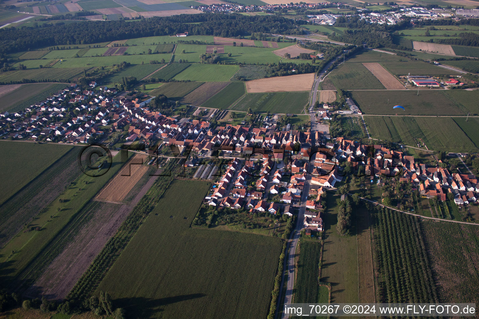 Du nord à Erlenbach bei Kandel dans le département Rhénanie-Palatinat, Allemagne vu d'un drone