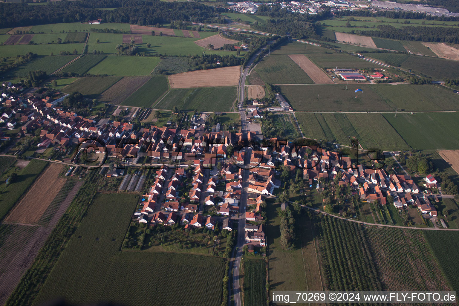 Vue aérienne de Du nord à Erlenbach bei Kandel dans le département Rhénanie-Palatinat, Allemagne