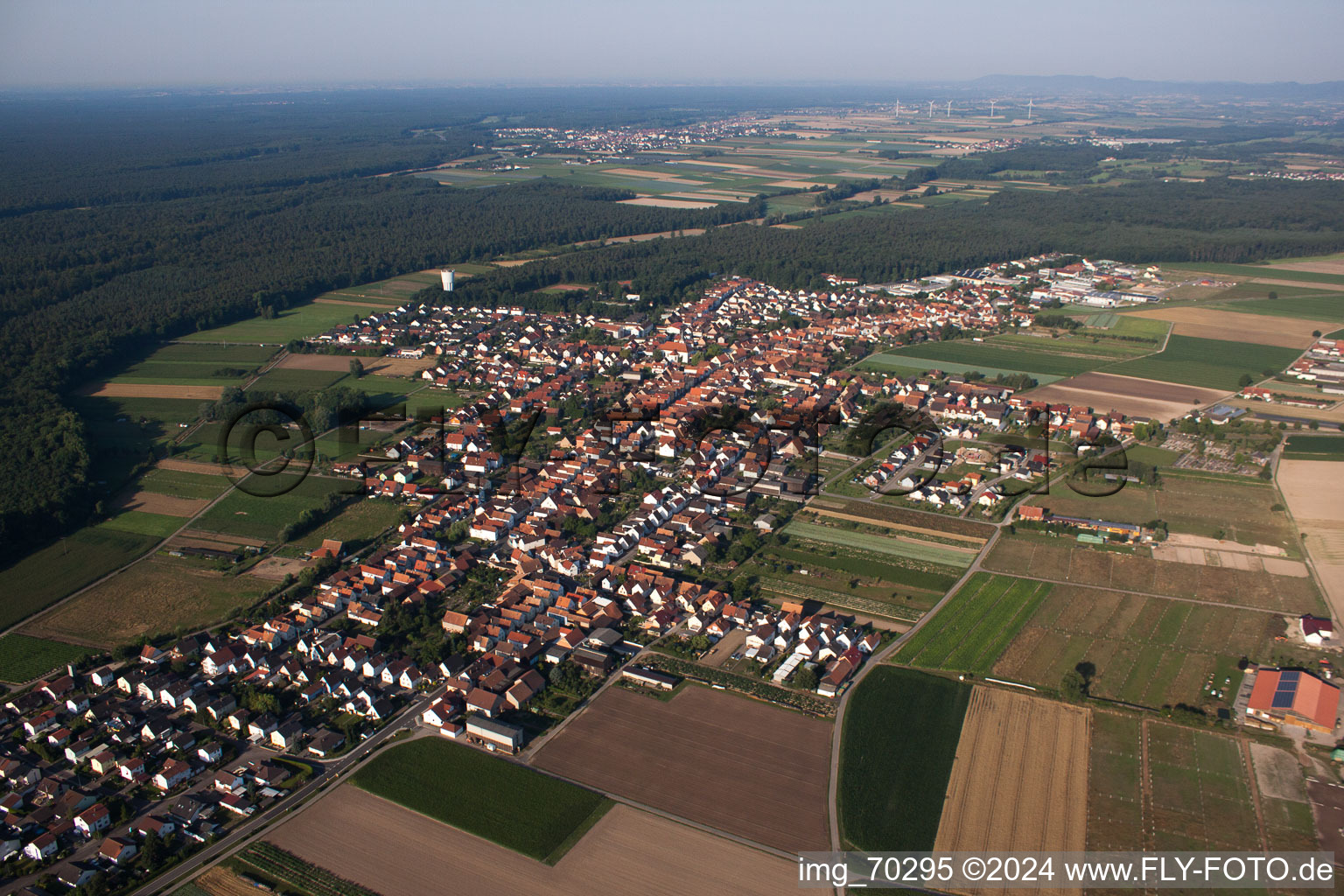 Vue aérienne de Champs agricoles et surfaces utilisables à Hatzenbühl dans le département Rhénanie-Palatinat, Allemagne