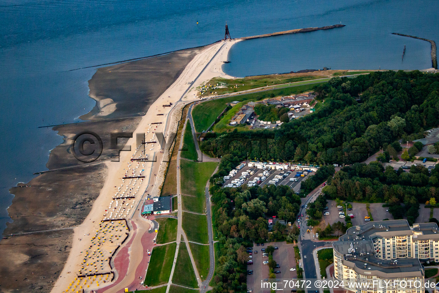 Vue aérienne de Fort Kugelbake à l'embouchure de l'Elbe. Point le plus septentrional de Basse-Saxe à le quartier Döse in Cuxhaven dans le département Basse-Saxe, Allemagne