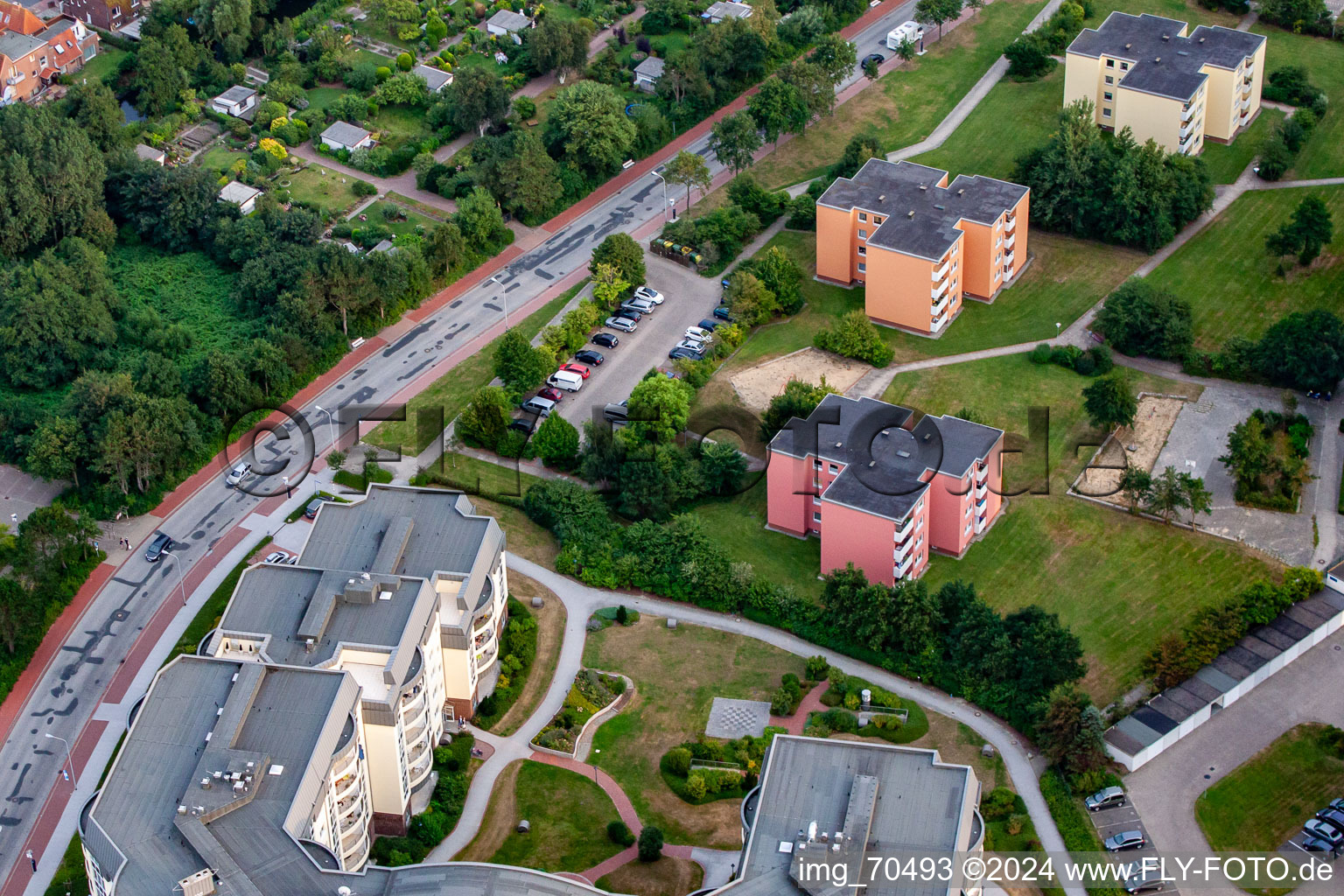 Vue aérienne de Kurparkallee à le quartier Döse in Cuxhaven dans le département Basse-Saxe, Allemagne