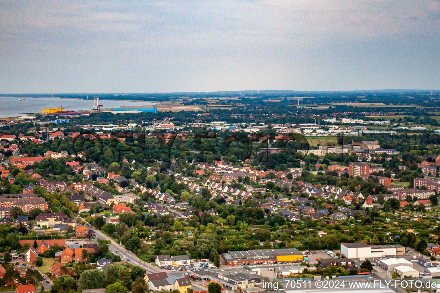 Vue aérienne de Cuxhaven dans le département Basse-Saxe, Allemagne