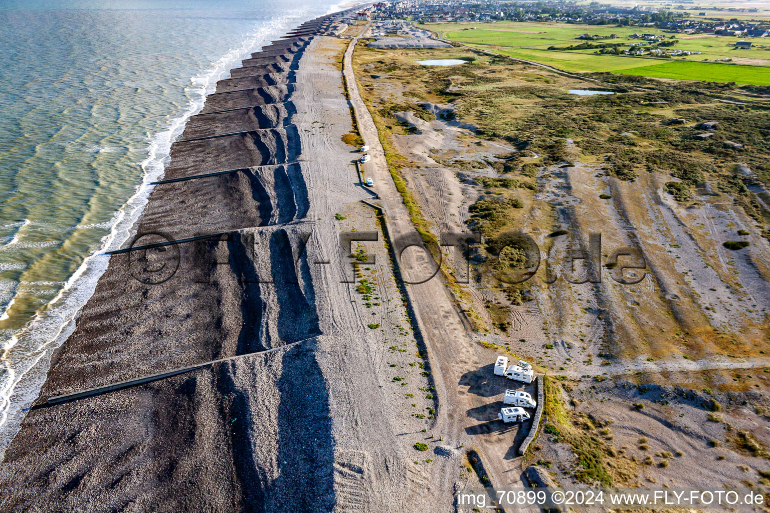 Vue aérienne de Cayeux-sur-Mer dans le département Somme, France