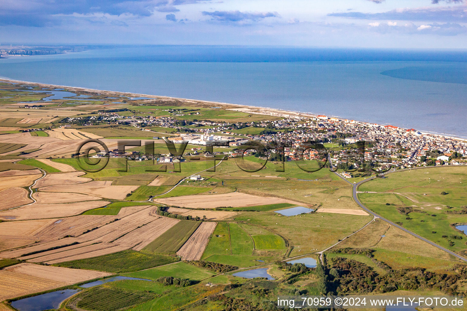 Vue d'oiseau de Cayeux-sur-Mer dans le département Somme, France