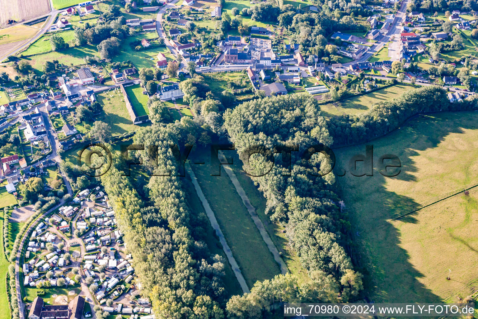 Vue aérienne de Lanchères dans le département Somme, France