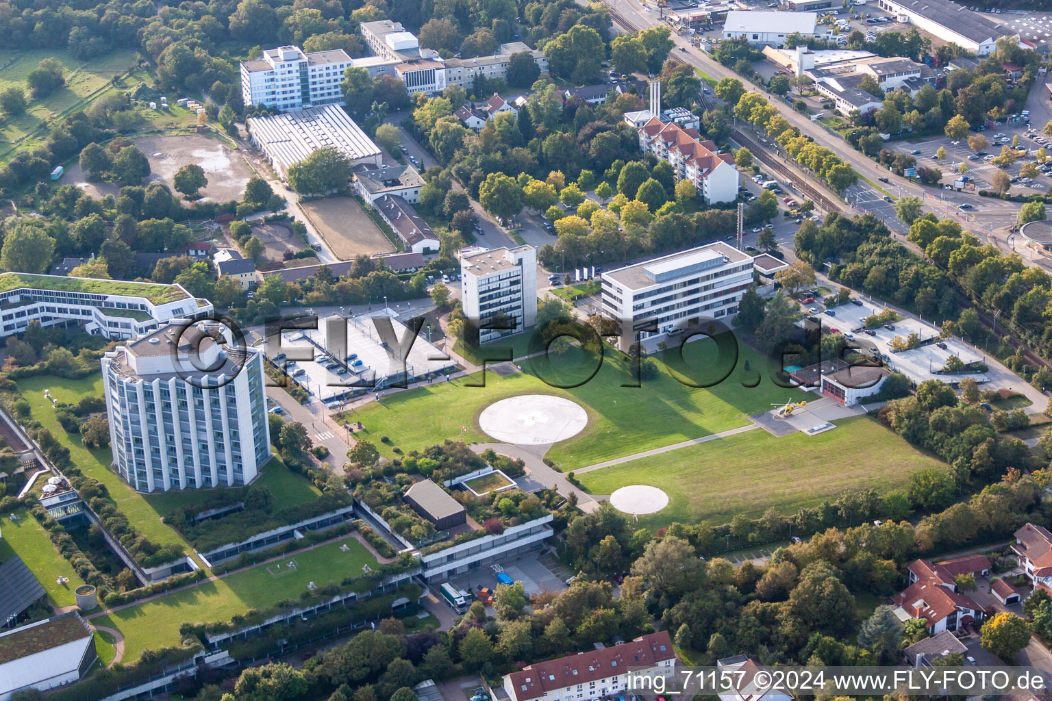 Clinique des accidents BG à le quartier Oggersheim in Ludwigshafen am Rhein dans le département Rhénanie-Palatinat, Allemagne vue d'en haut