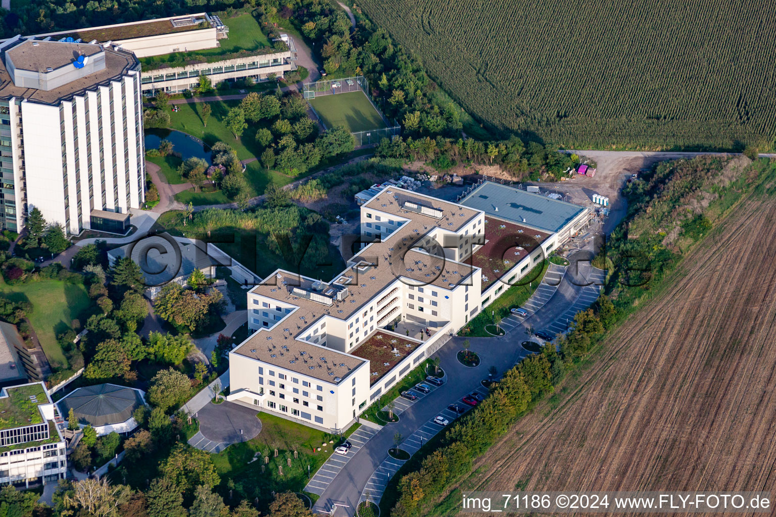 Vue oblique de Clinique des accidents BG à le quartier Oggersheim in Ludwigshafen am Rhein dans le département Rhénanie-Palatinat, Allemagne