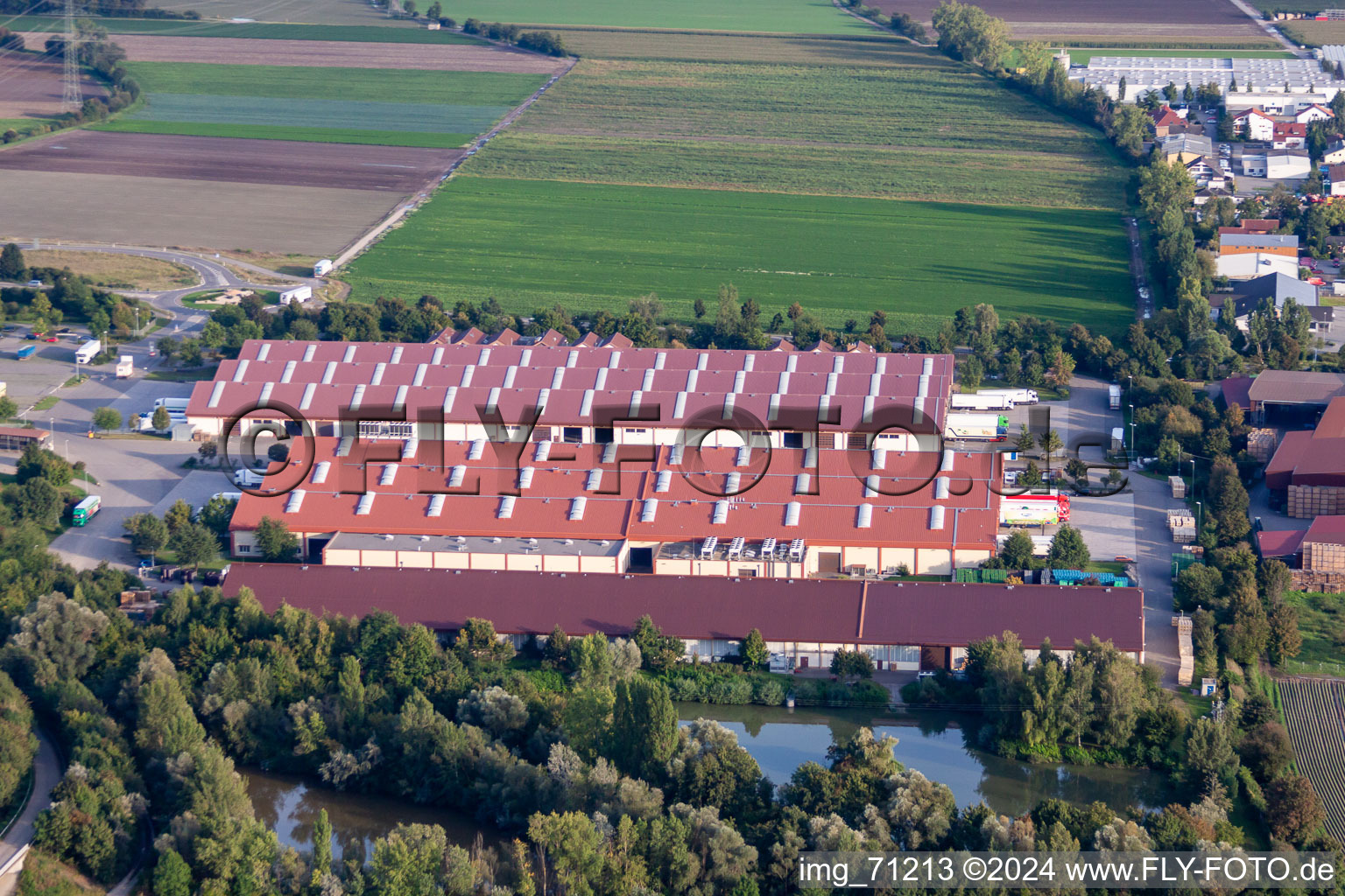 Vue aérienne de Marché du Palatinat aux fruits et légumes à Mutterstadt dans le département Rhénanie-Palatinat, Allemagne