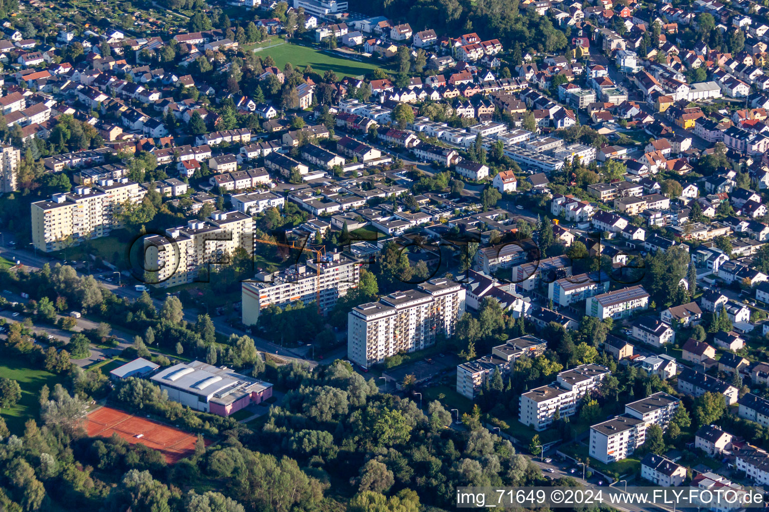 Vue aérienne de Schwaketenstr à le quartier Wollmatingen in Konstanz dans le département Bade-Wurtemberg, Allemagne