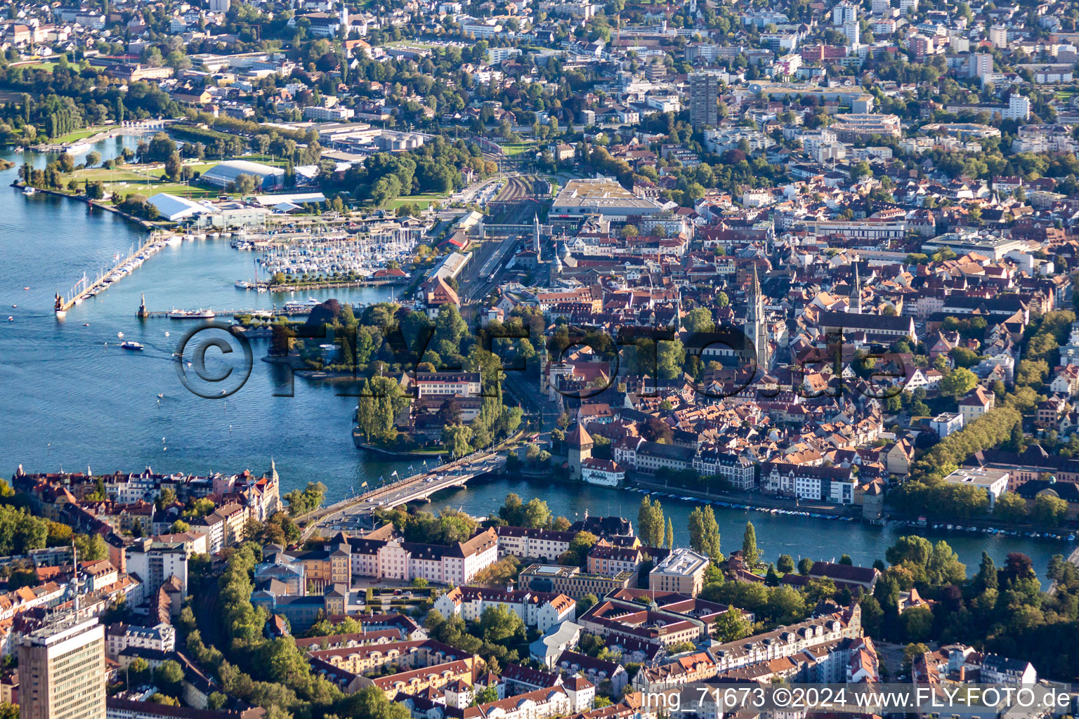 Vue aérienne de Rheinsteig à Konstanz dans le département Bade-Wurtemberg, Allemagne