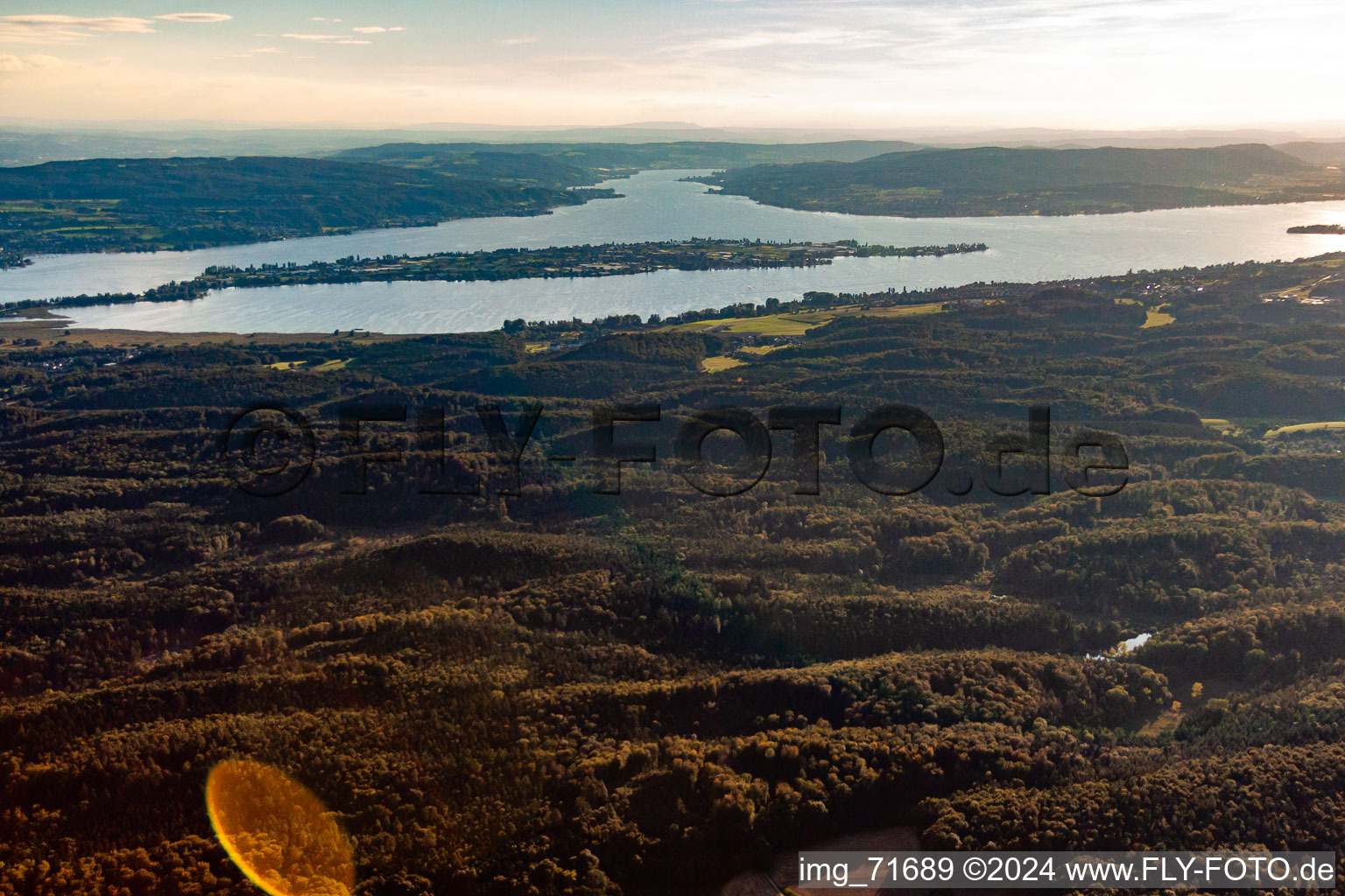 Vue aérienne de Île Reichenau à le quartier Mittelzell in Reichenau dans le département Bade-Wurtemberg, Allemagne