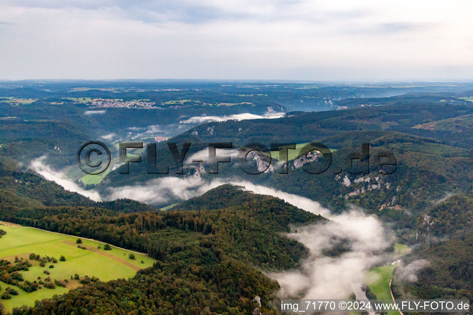 Percée du Danube à Fridingen an der Donau dans le département Bade-Wurtemberg, Allemagne vue du ciel