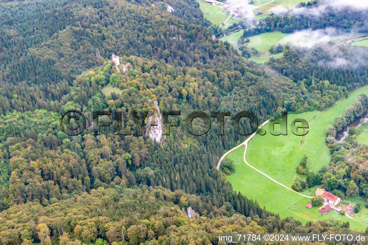 Vue aérienne de Cours de la vallée du Danube à Fridingen an der Donau à Buchheim dans le département Bade-Wurtemberg, Allemagne