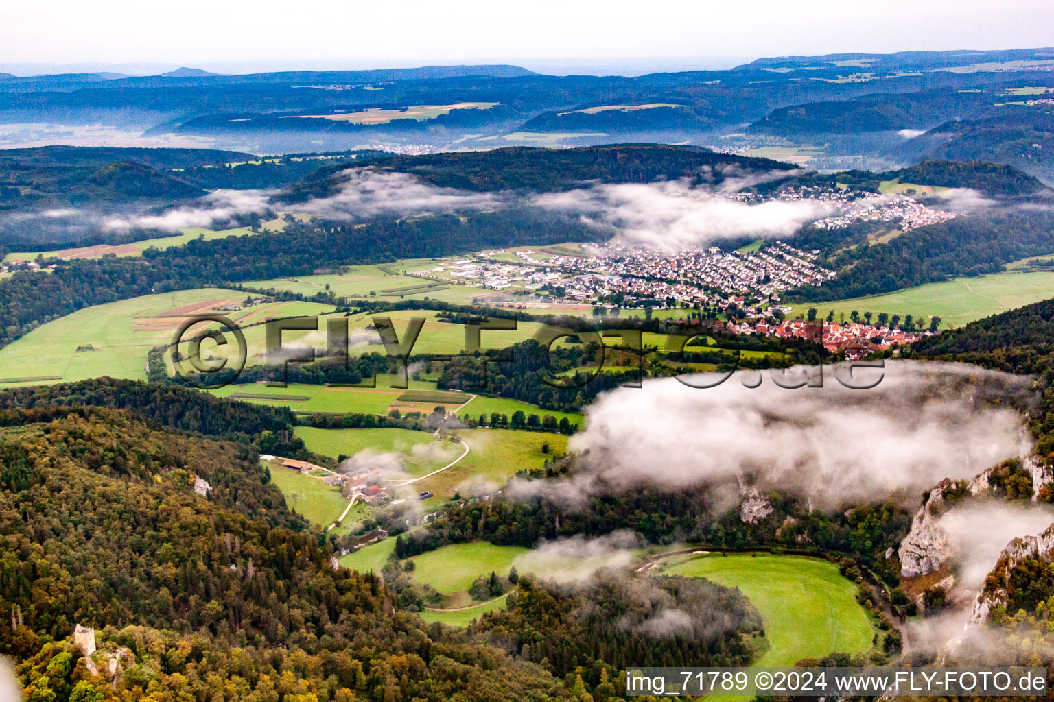 Vue d'oiseau de Fridingen an der Donau dans le département Bade-Wurtemberg, Allemagne