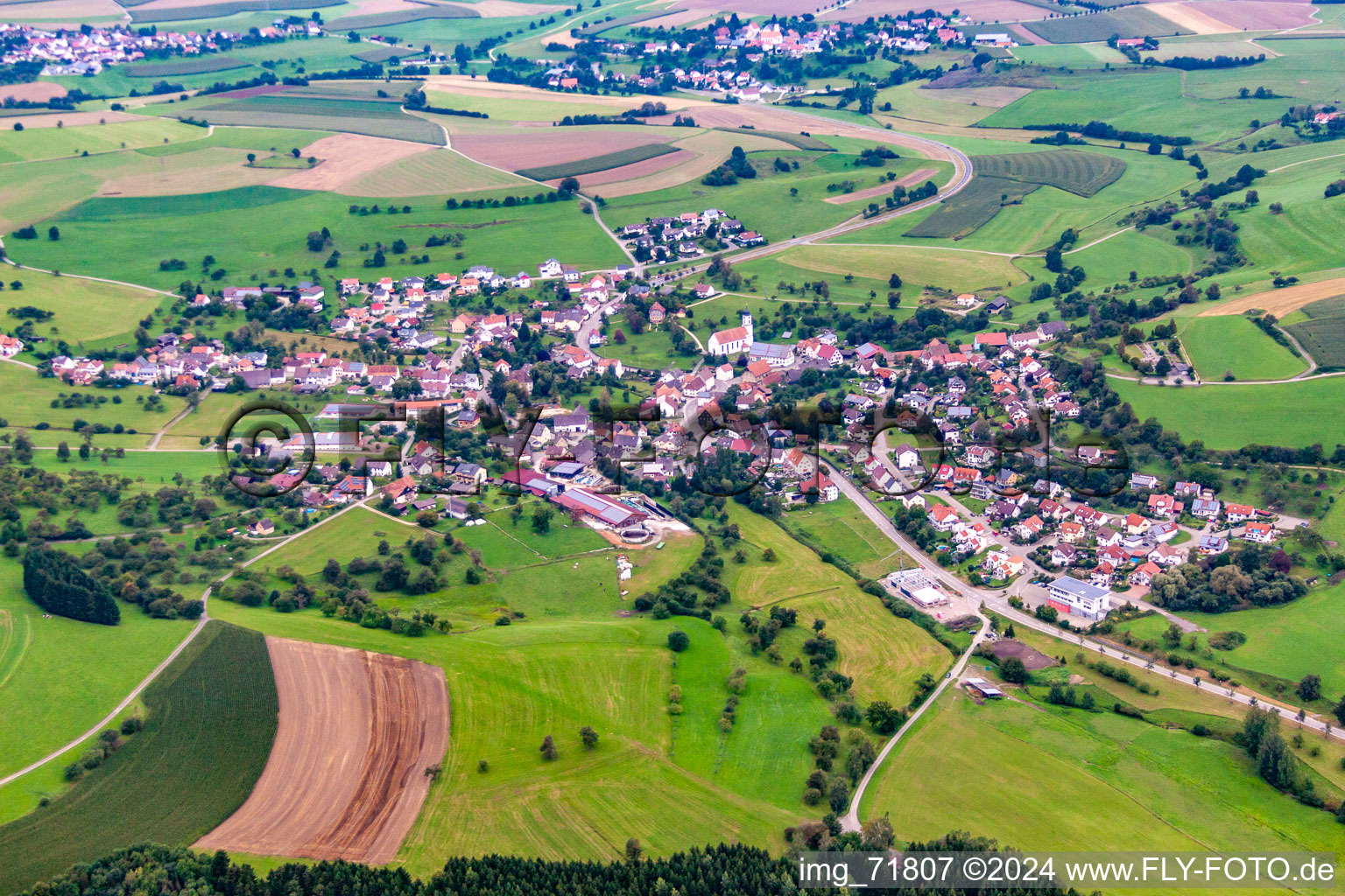 Vue aérienne de Vue sur le village à Mühlingen dans le département Bade-Wurtemberg, Allemagne