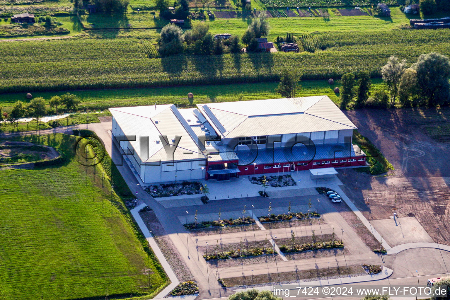 Photographie aérienne de Salle polyvalente Bienwaldhalle à Kandel dans le département Rhénanie-Palatinat, Allemagne