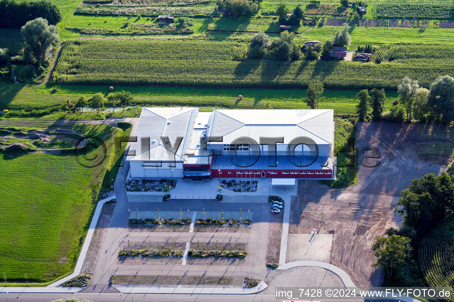 Vue oblique de Salle polyvalente Bienwaldhalle à Kandel dans le département Rhénanie-Palatinat, Allemagne