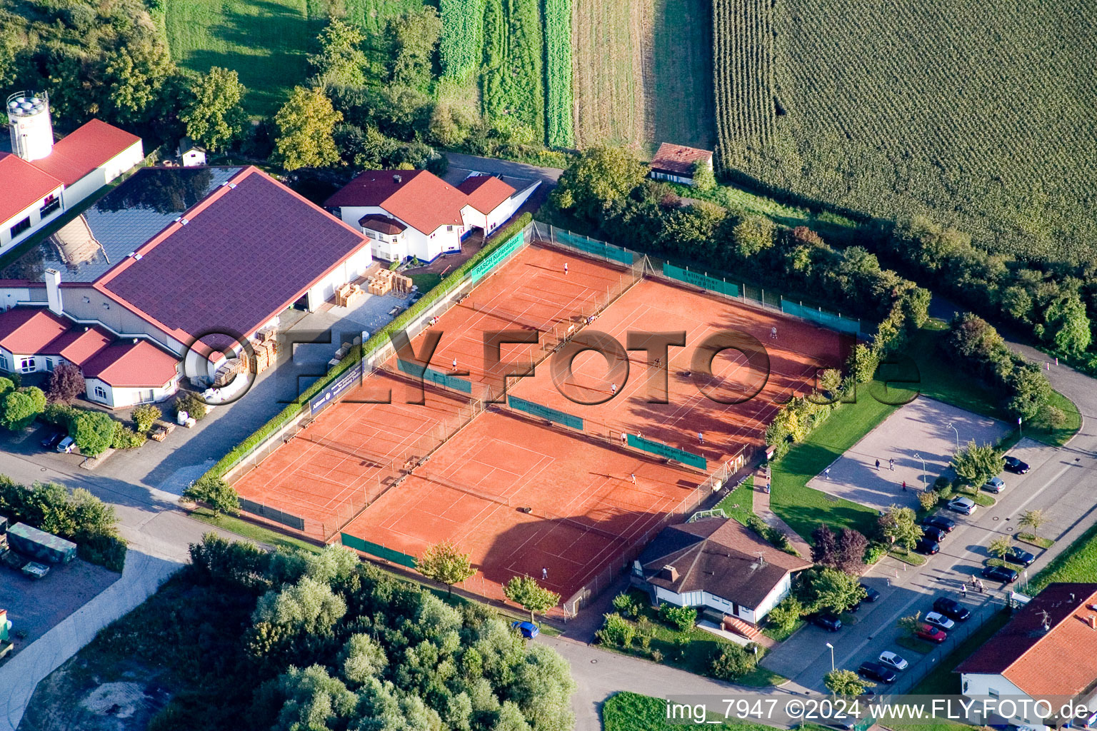 Photographie aérienne de Club de tennis à le quartier Neuburg in Neuburg am Rhein dans le département Rhénanie-Palatinat, Allemagne