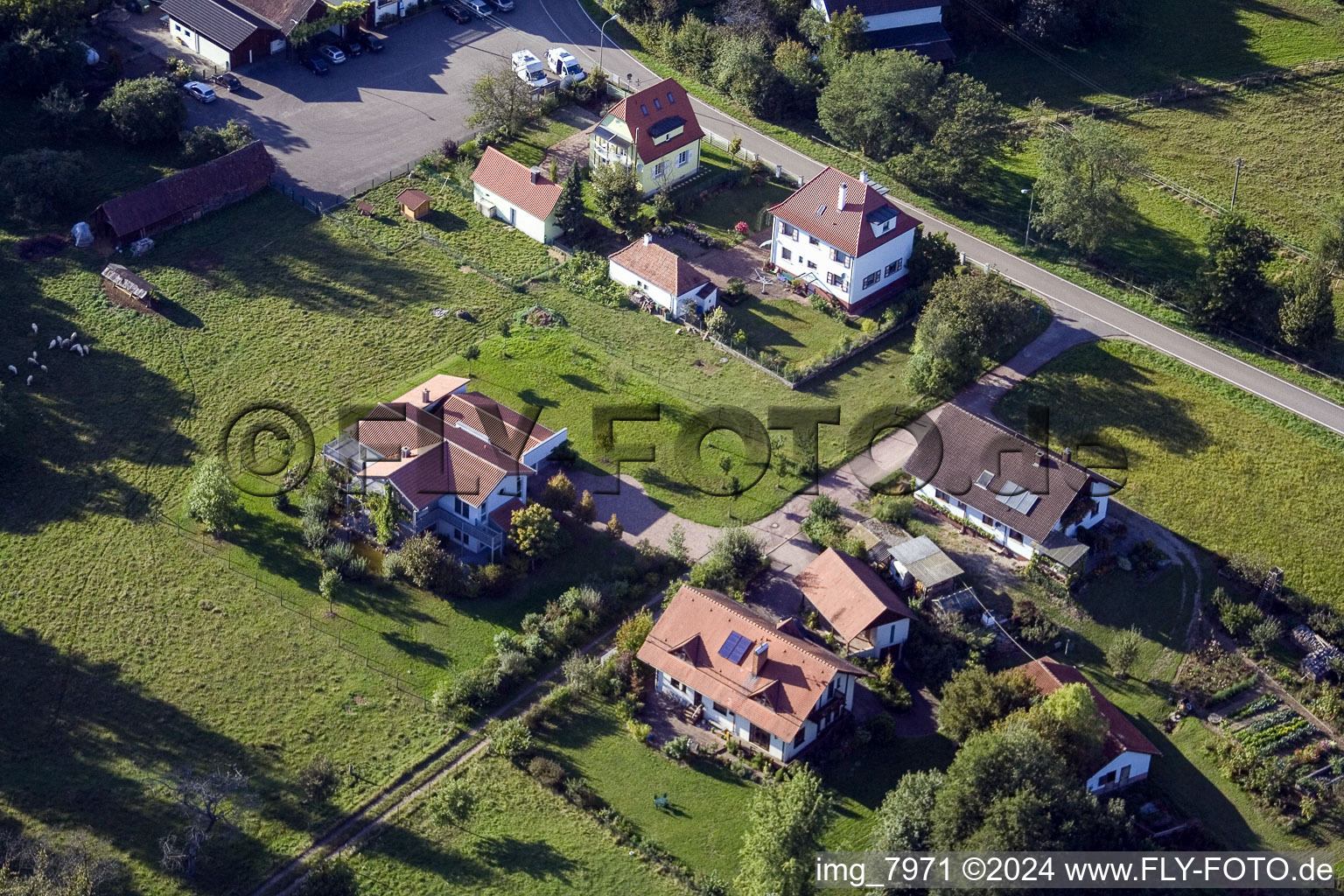 Vue oblique de Bienwaldmühle dans le département Rhénanie-Palatinat, Allemagne