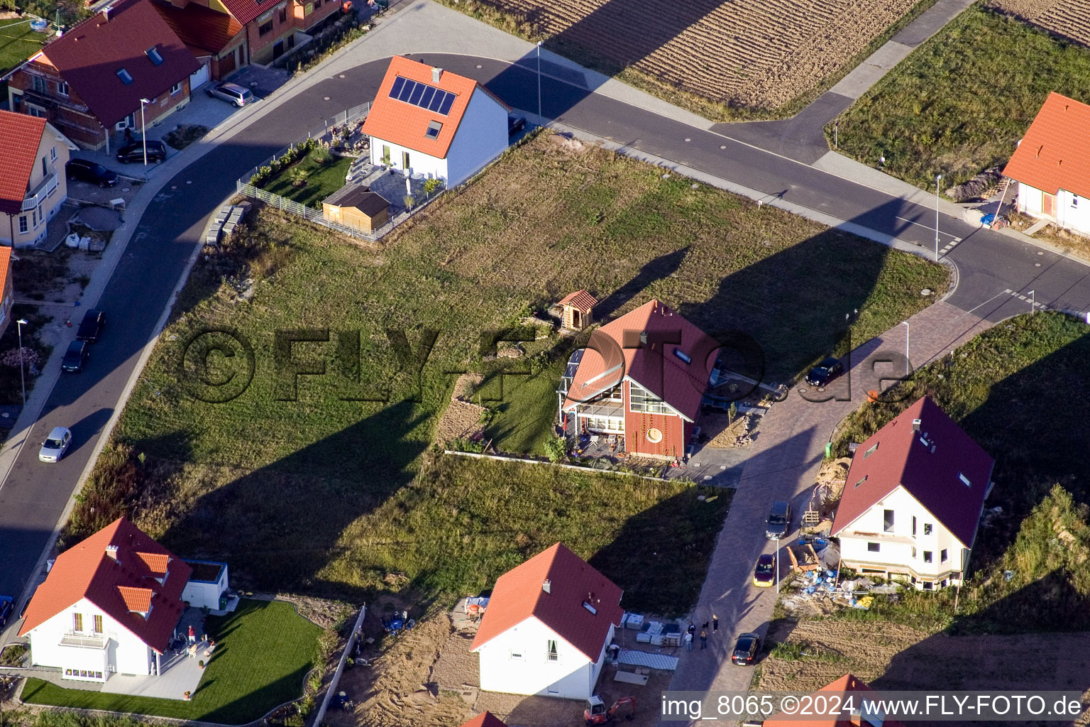 Vue oblique de Nouvelle zone de développement à le quartier Schaidt in Wörth am Rhein dans le département Rhénanie-Palatinat, Allemagne