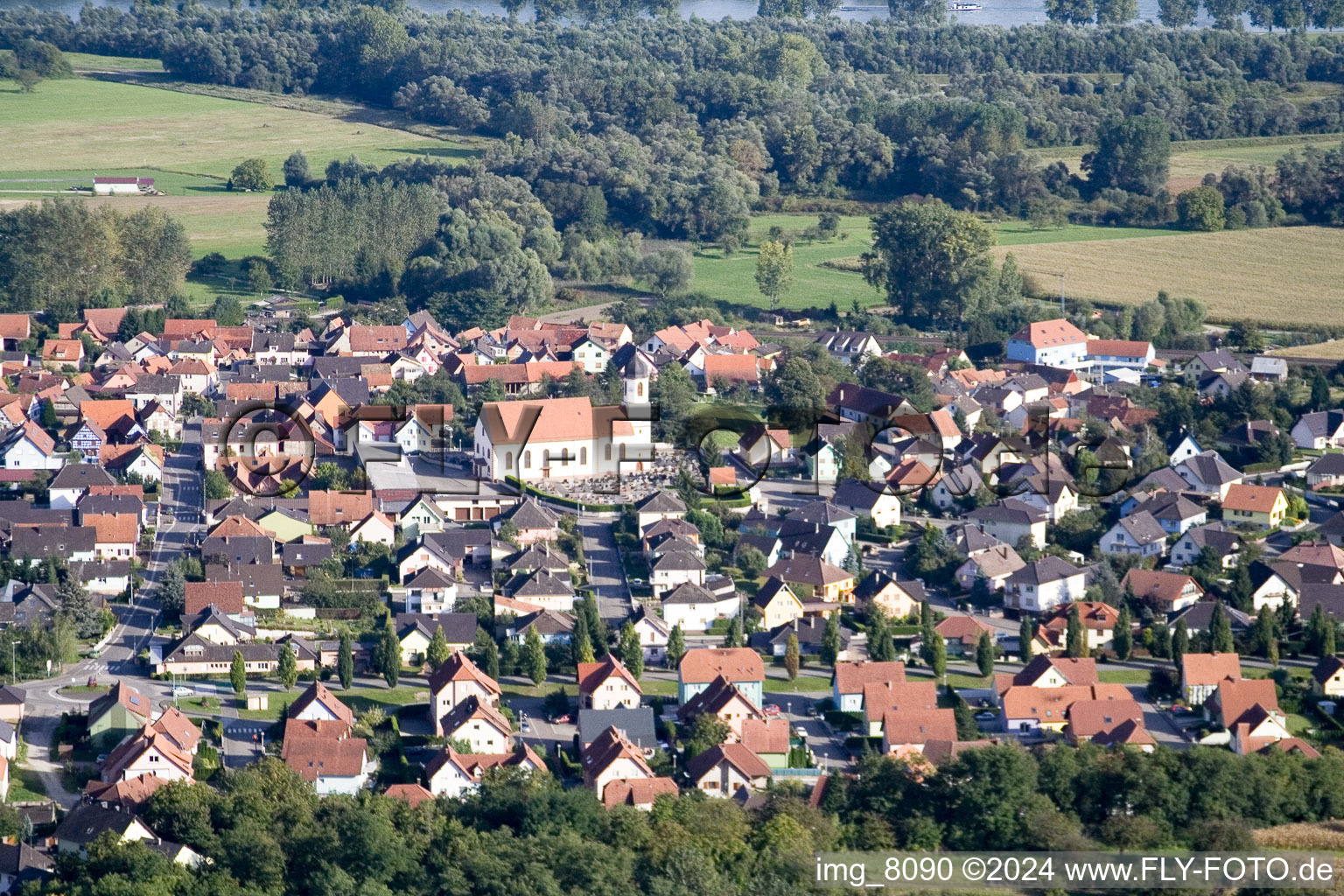 Vue oblique de De l'ouest à Mothern dans le département Bas Rhin, France