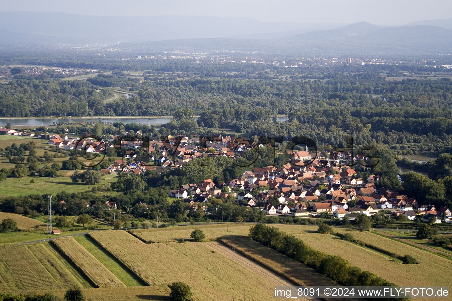 Vue oblique de Munchhausen dans le département Bas Rhin, France