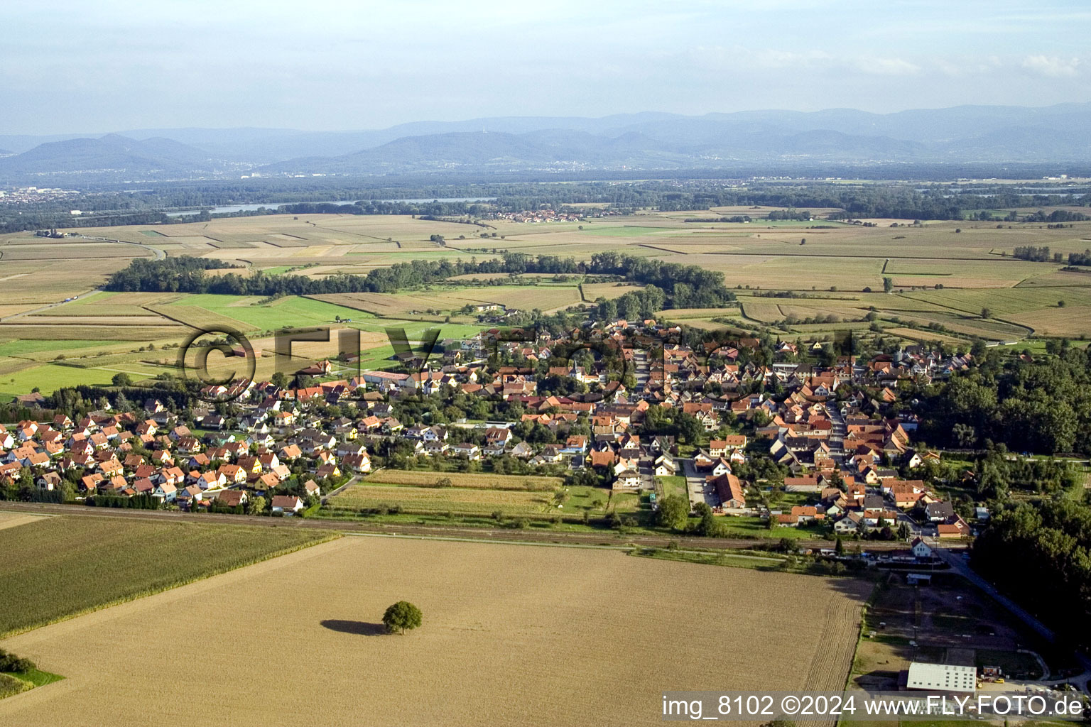 Vue aérienne de De l'ouest à Roppenheim dans le département Bas Rhin, France