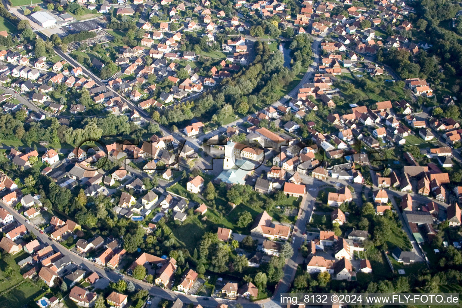 Vue oblique de Offendorf dans le département Bas Rhin, France