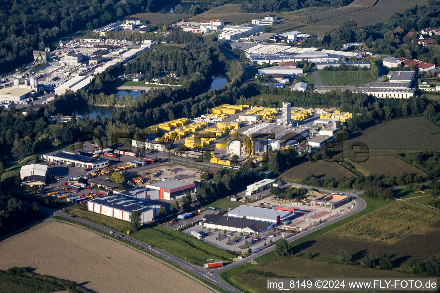 Vue aérienne de Usine Ytong à le quartier Freistett in Rheinau dans le département Bade-Wurtemberg, Allemagne