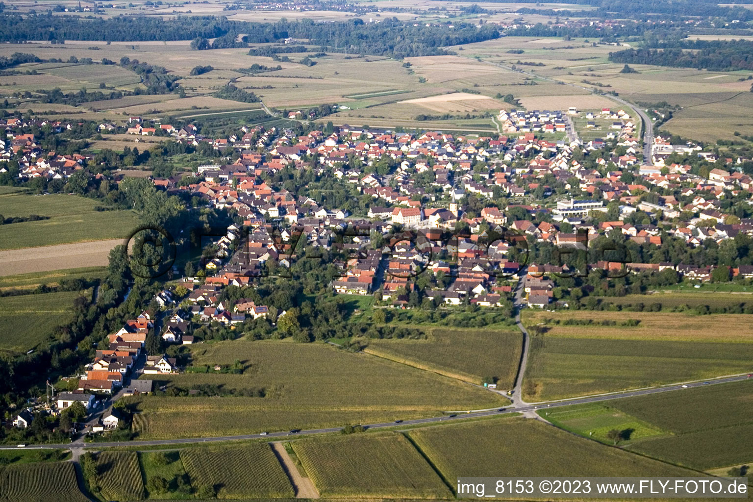 Quartier Freistett in Rheinau dans le département Bade-Wurtemberg, Allemagne vue d'en haut