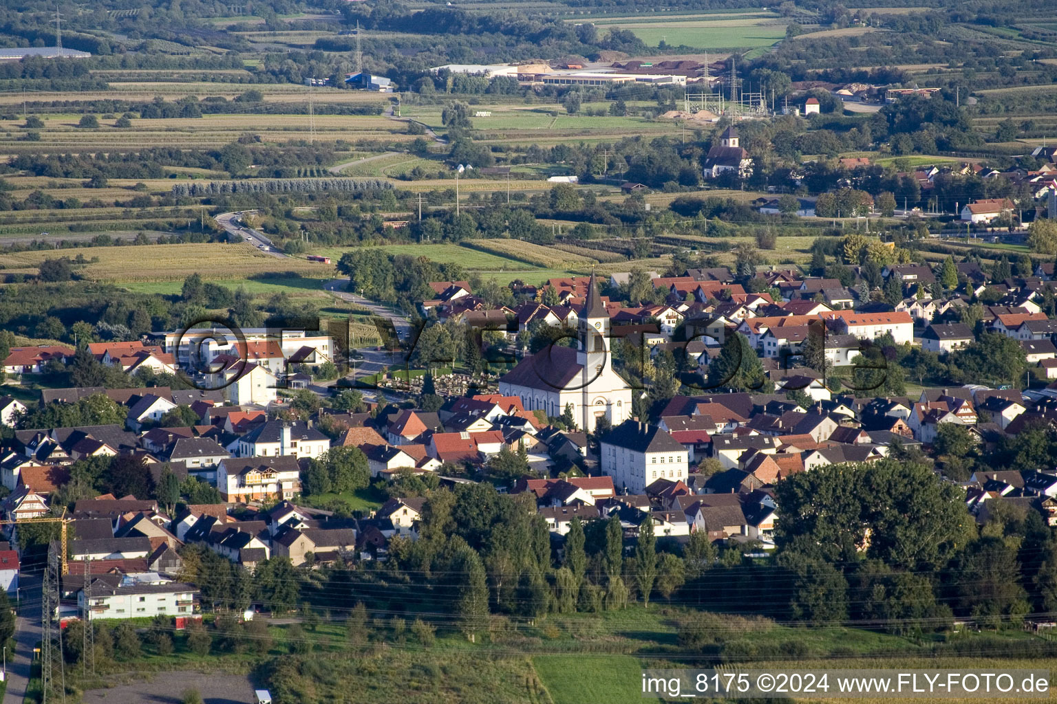 Vue aérienne de Champs agricoles et surfaces utilisables à le quartier Urloffen in Appenweier dans le département Bade-Wurtemberg, Allemagne