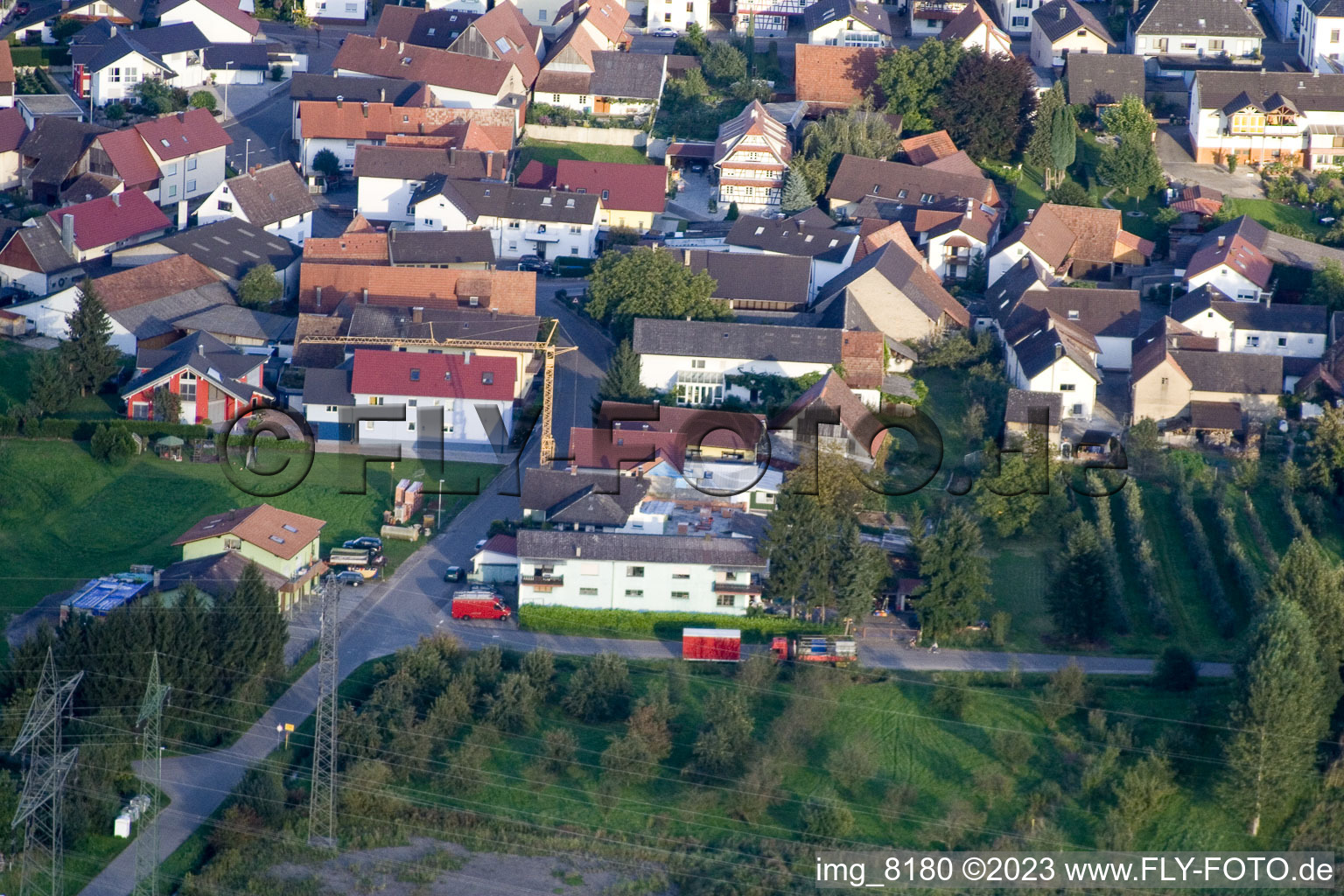 Vue aérienne de Au coin à le quartier Urloffen in Appenweier dans le département Bade-Wurtemberg, Allemagne