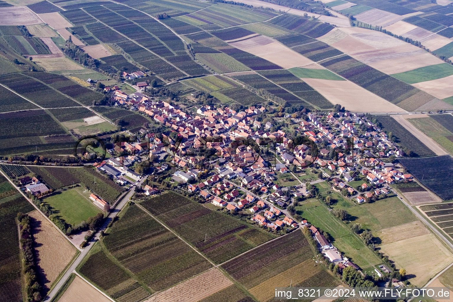 Vue aérienne de Du sud-est à Impflingen dans le département Rhénanie-Palatinat, Allemagne