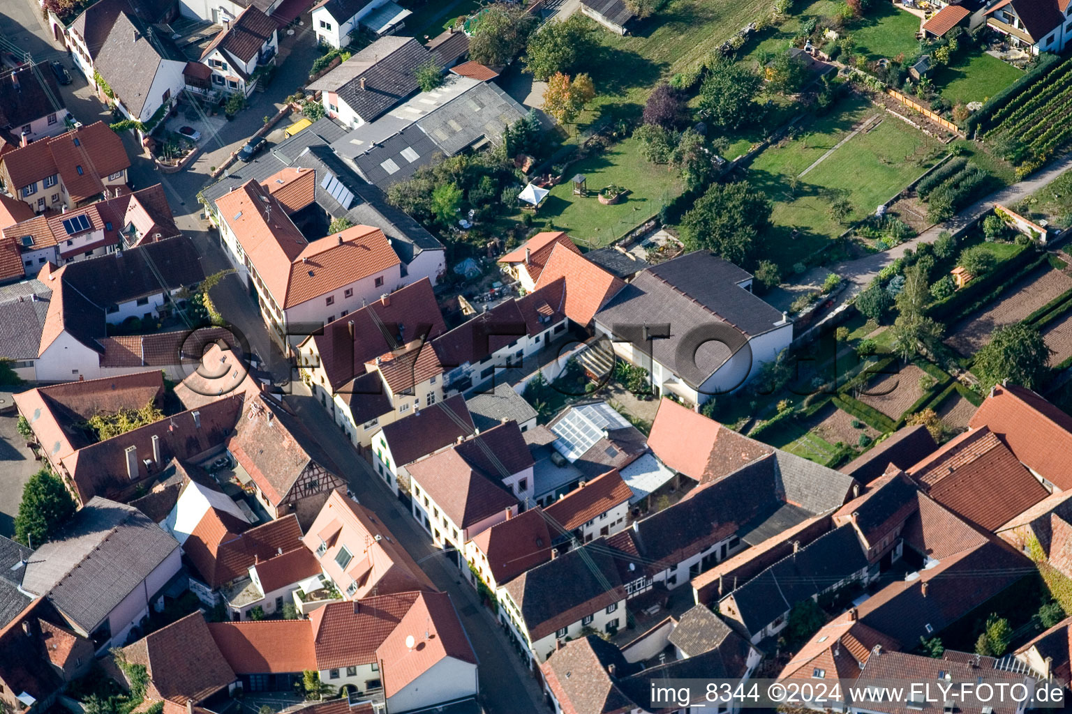 Vue aérienne de Birkweiler dans le département Rhénanie-Palatinat, Allemagne