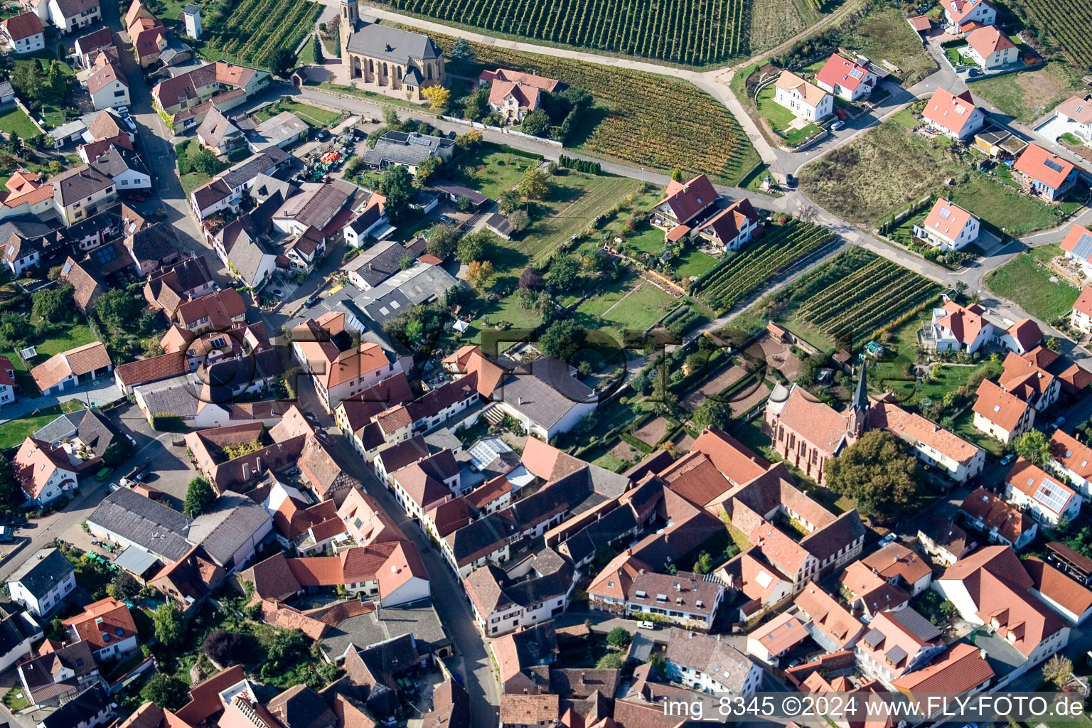 Photographie aérienne de Birkweiler dans le département Rhénanie-Palatinat, Allemagne