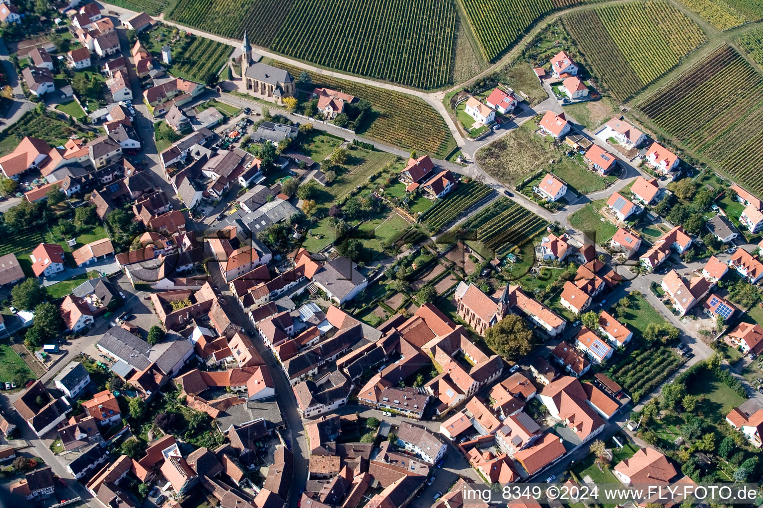 Birkweiler dans le département Rhénanie-Palatinat, Allemagne d'en haut