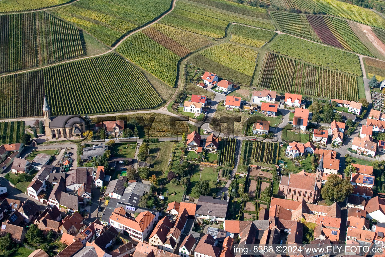 Birkweiler dans le département Rhénanie-Palatinat, Allemagne vue du ciel