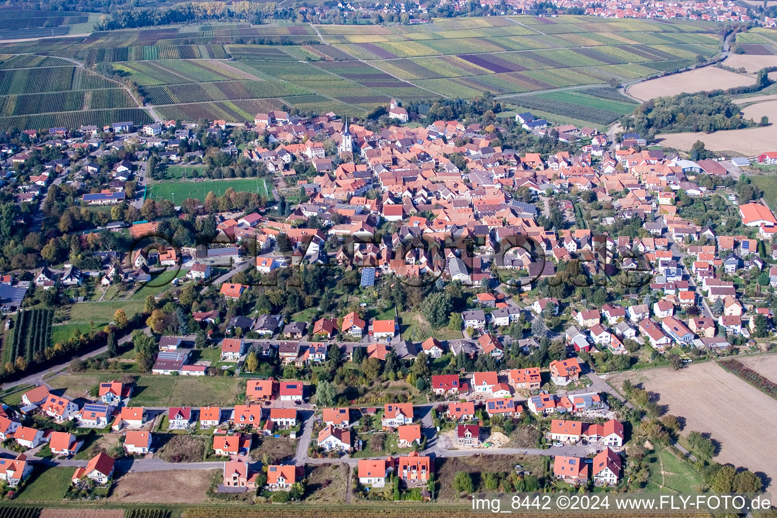 Vue aérienne de Vue sur le village à le quartier Mörzheim in Landau in der Pfalz dans le département Rhénanie-Palatinat, Allemagne